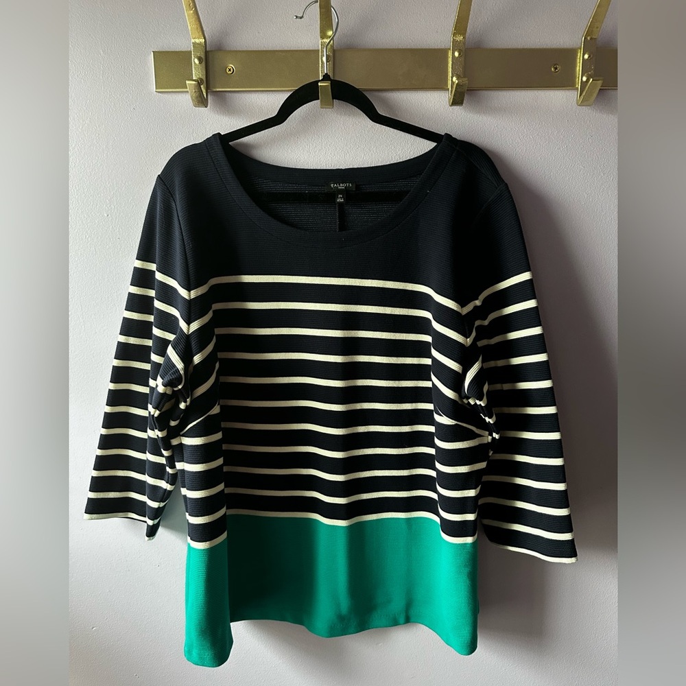 Talbots Blue Striped Top Size 2X